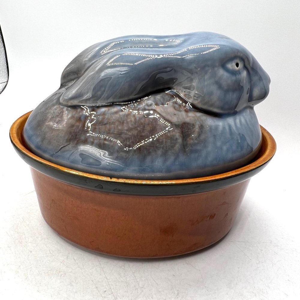 Vintage Portuguese Majolica Baby Rabbit Pate Tureen Circa 1950s-1960s